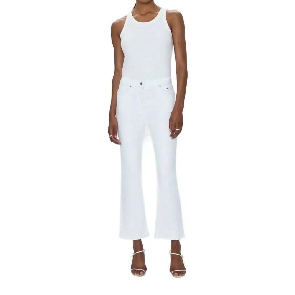 New Pistola Women's Lennon High Rise Crop Boot Cut Pants Jeans White Size 30